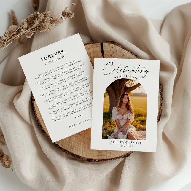 Modern Memorial Photo Funeral Sympathy Prayer Card (Criador carregado)