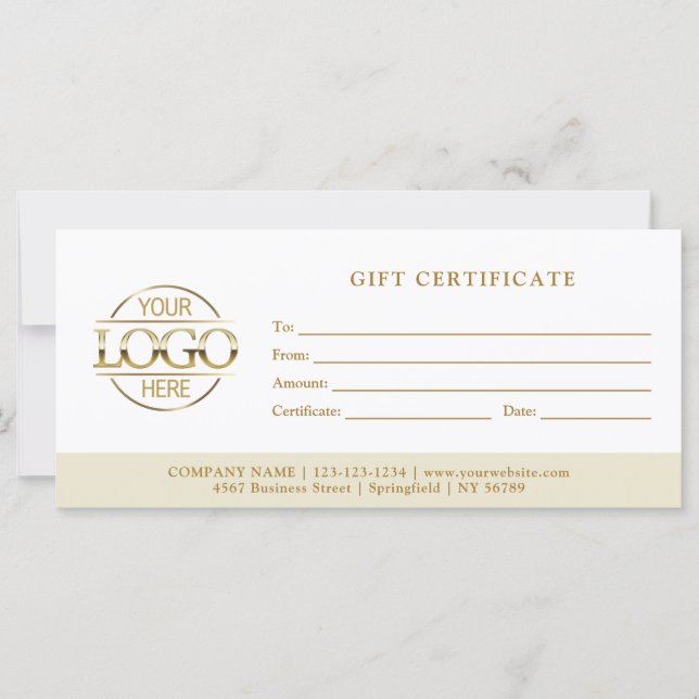 Modern Minimal Beige Business Logo Gift Card (Frente)