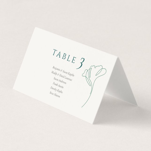 Modern Minimal Emerald Ivory Wedding Place Cards (Frente)