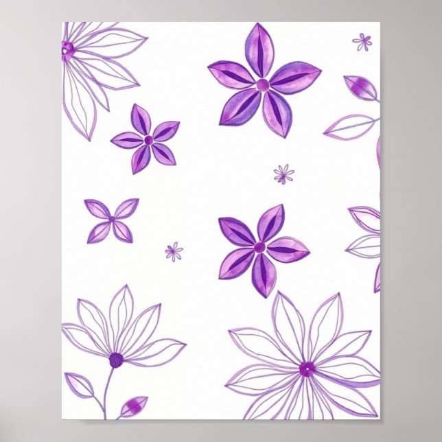 Modern Minimal Floral Abstract Line Art Poster (Frente)