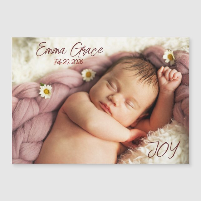 Modern Minimal Photo Birth Announcement Magnet (Frente)