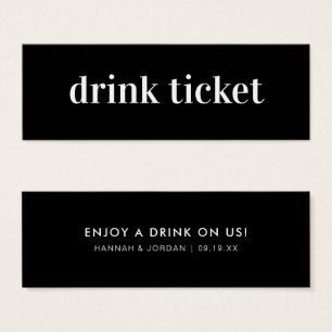 Modern Minimal Ticket de Bebida de Casamento