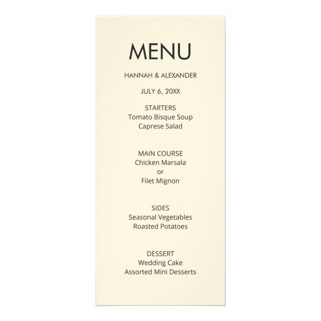 Modern Minimal Wedding Menu - Easy Edit (Frente)