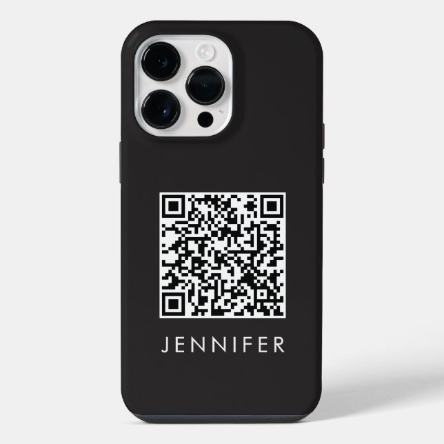 Modern Minimalist Black Executive QR Code Monogram (Verso)