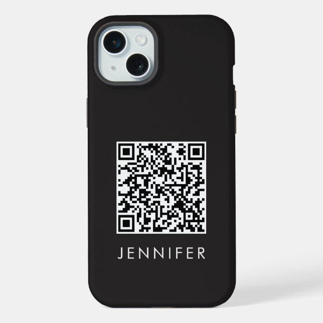 Modern Minimalist Black Executive QR Code Monogram (Verso)