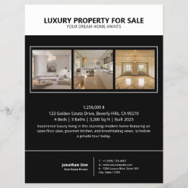 Modern Minimalist Black Real Estate Property Flyer