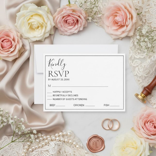Modern Minimalist Botanical Wedding RSVP Card (Criador carregado)
