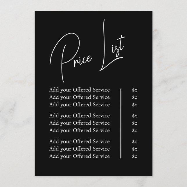 Modern Minimalist Business Branding Menu and Price (Frente)