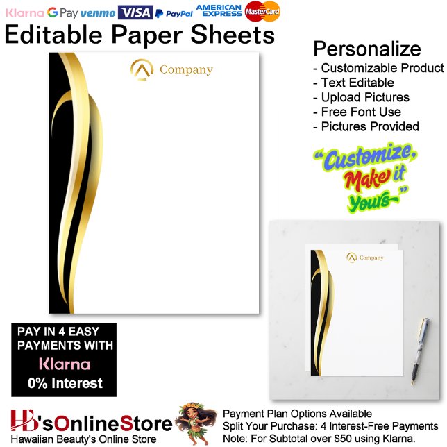 Modern Minimalist Gold Black White Paper Sheet (Modern Minimalist Gold Black White Paper Sheet.)