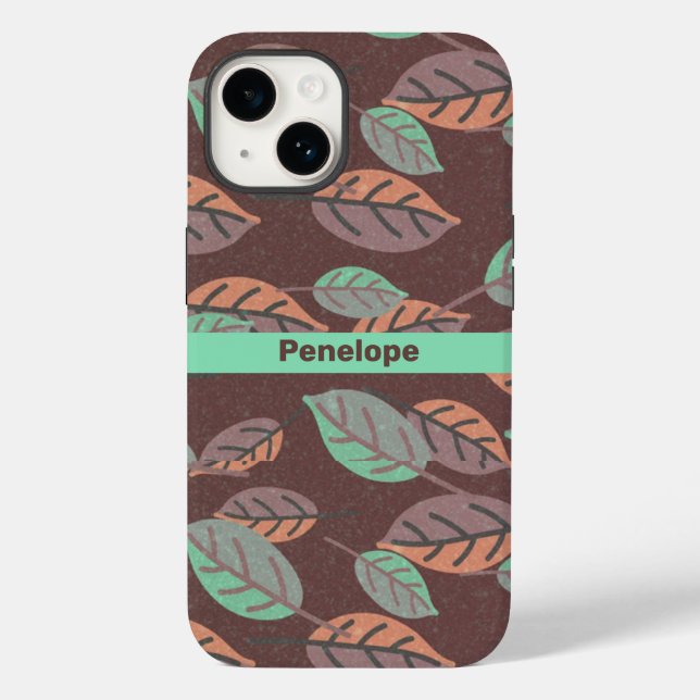 Modern Mint Green Orange and Purple Leaves Case-M (Verso)