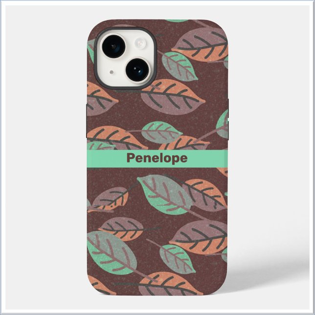 Modern Mint Green Orange and Purple Leaves Case-M (Criador carregado)