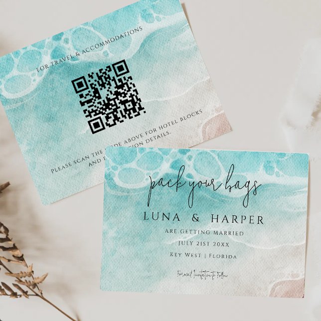 Modern Ocean Tide Watercolor Beach Wedding (Criador carregado)