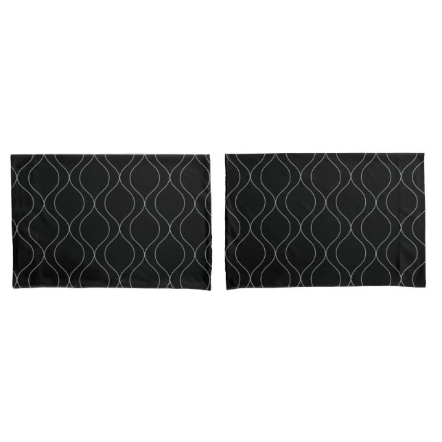Modern Ogee Curves Pattern Grey Black white (Frente - conjunto)