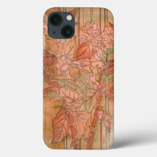 Modern Orange Floral Print on Stripped Background