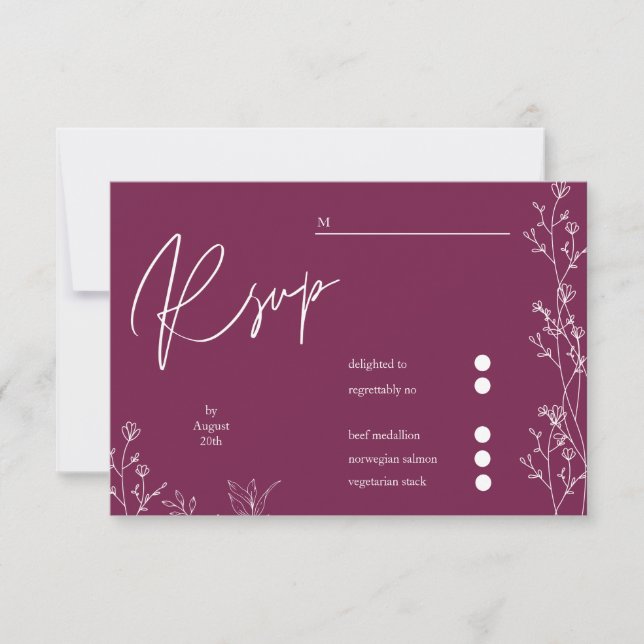 Modern Pansy Purple floral wedding RSVP Card (Frente)