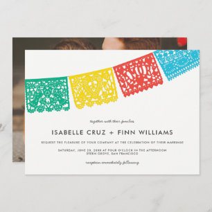 Modern Papel Picado   Convite Para Casamento