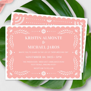 Modern Papel Picado Convite Para Casamento Mexican