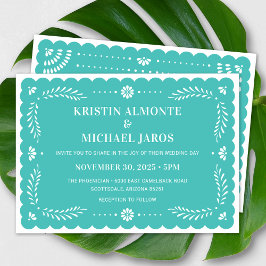 Modern Papel Picado Convite Para Casamento Mexican