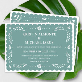 Modern Papel Picado Convite Para Casamento Mexican