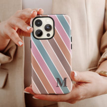 Modern Pastel Boho Stripes Monograma Personalizado