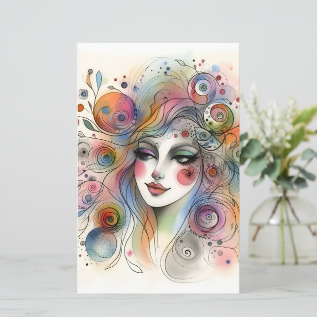 Modern Pastel Whimsical Scrapbook Paper  (Em pé/Frente)