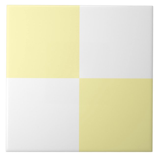 Modern Pastel Yellow White Checkered Ceramic Tile (Frente)