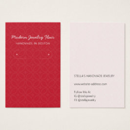 Modern Pattern Red Hoop Earring Display Card