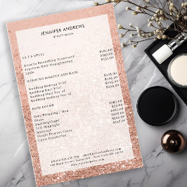 Modern Peach Glitter Salon Price List Flyer