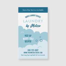 Modern Pick-Up Laundry Service Blue & White Magnet