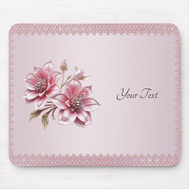 Modern Pink Flowers Mousepad (Frente)