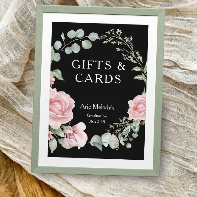 Modern Pink Roses Script Graduation Gifts & Cards (Criador carregado)