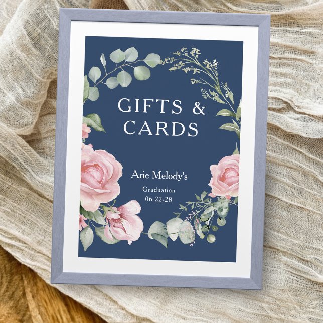 Modern Pink Roses Script Graduation Gifts & Cards (Criador carregado)