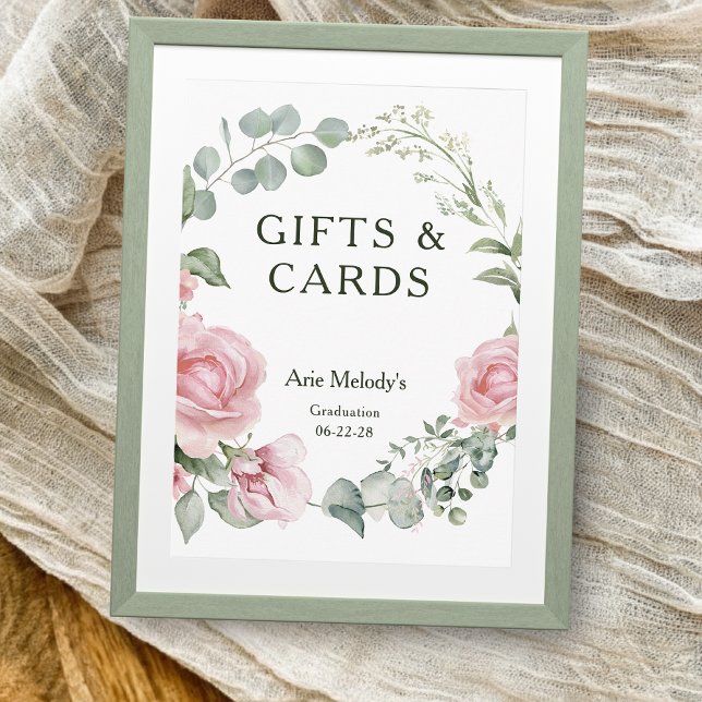 Modern Pink Roses Script Graduation Gifts & Cards (Criador carregado)