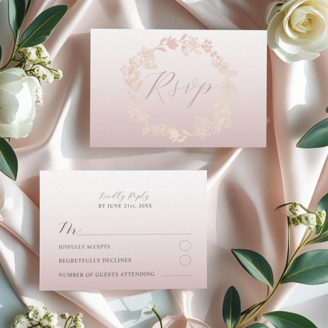Modern Pink RSVP Calligraphy Wedding Card (Criador carregado)