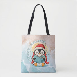 Modern Reading Penguin Aesthetic Shoulder Tote Bag