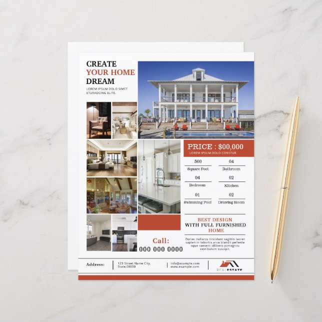 Modern Real Estate Flyer Template (Frente/Verso In Situ)