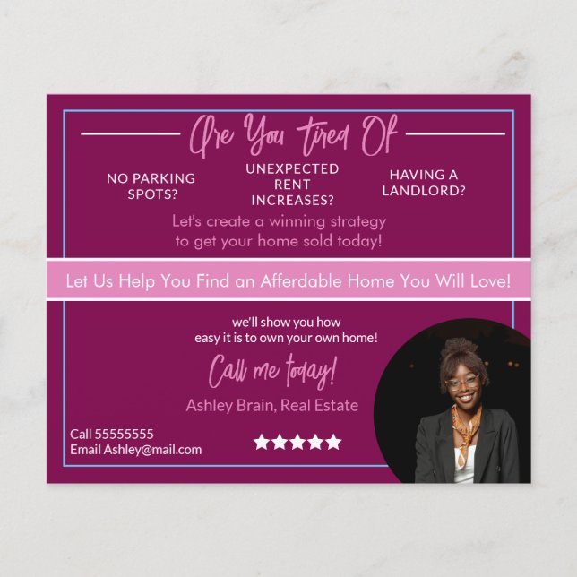 Modern Real Estate Flyer Template |Editable Rental (Frente)