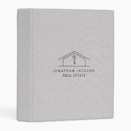 Modern Realtor Home Logo Gray Faux Linen