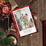 Modern Red Plaid Happy Holiday | Family Photo<br><div class="desc">Modern Red Plaid Happy Holiday | Family Photo</div>