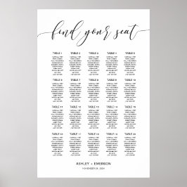 Modern Rustic Calligraphy Seating Chart Poster