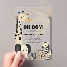 Modern Safari Baby Boy Acrylic Shower Invite