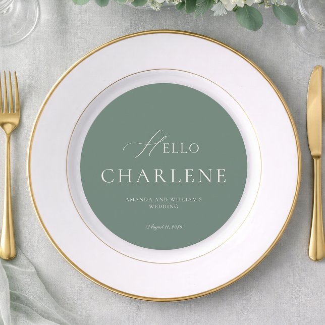 Modern Sage Green Round Wedding Menu (Criador carregado)