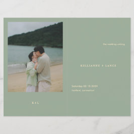 Modern Sage Green Simple Wedding Program