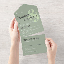 Modern Sage Green Whimsical Ampersand Wedding