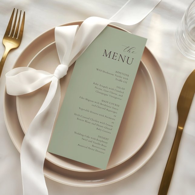 Modern Sage Jade Plum Elegant Wedding Menu (Criador carregado)