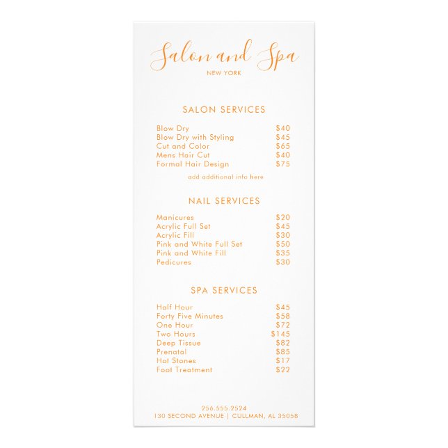 Modern Salon Price Menu (Frente)
