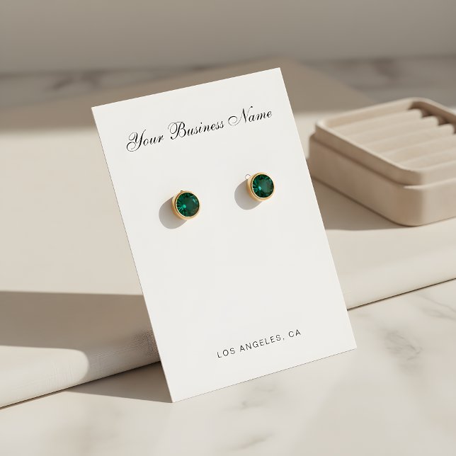 Modern Script Business Name Earring Holder Cards (Criador carregado)