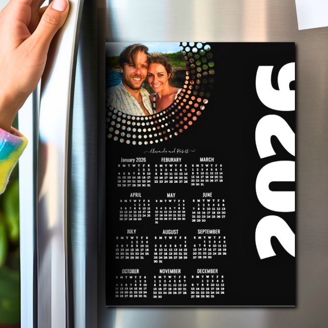 Modern Script Stylish 2026 Calendar Photo Magnet  (Criador carregado)