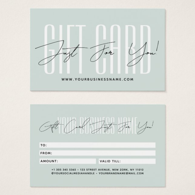 Modern script typography business gift card  (Frente & Verso)