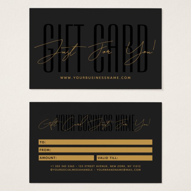 Modern script typography business gift card  (Frente & Verso)